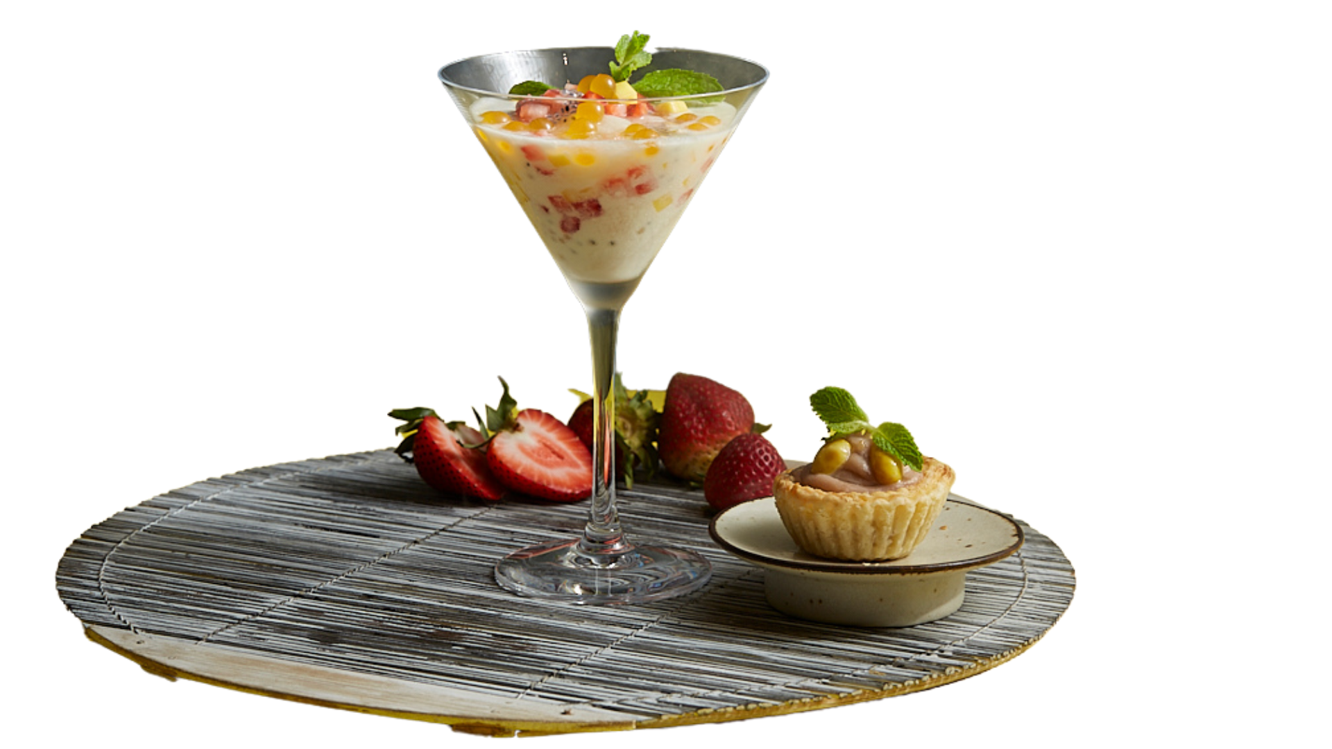 Signature Duo Platter_ Baked Orh Nee Tart with Gingko Nut _ Chilled Soursop Delight 红毛榴莲白果芋泥挞双拼