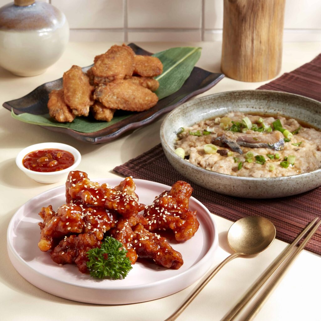 Prawn Paste Chicken, Steamed Minced Pork with Salted Fish, Jing Du Pork Ribs (square)